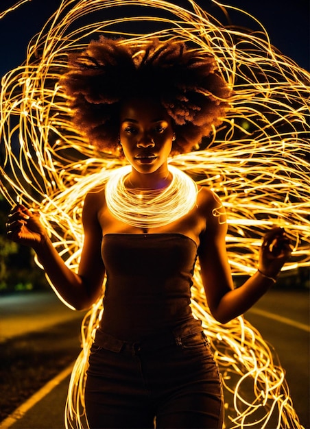 Photo photo gratuite célébrant avec des étincelles dans la nuit