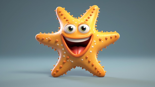 une photo gratuite de conception de dessin animé de poisson étoile rendu 3d