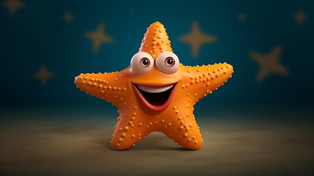 une photo gratuite de conception de dessin animé de poisson étoile rendu 3d