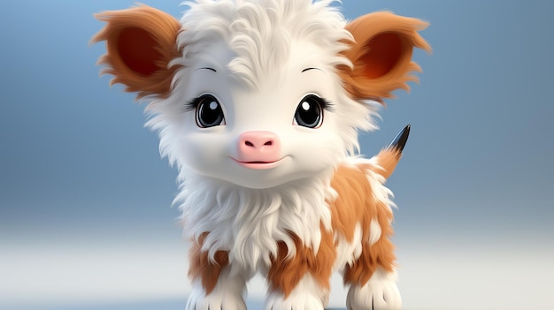 une photo gratuite de conception de dessin animé de taureau mignon 3d