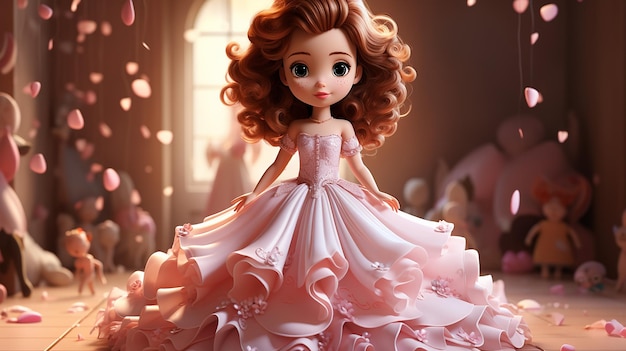une photo gratuite de conception de princesse de poupée en rendu 3d
