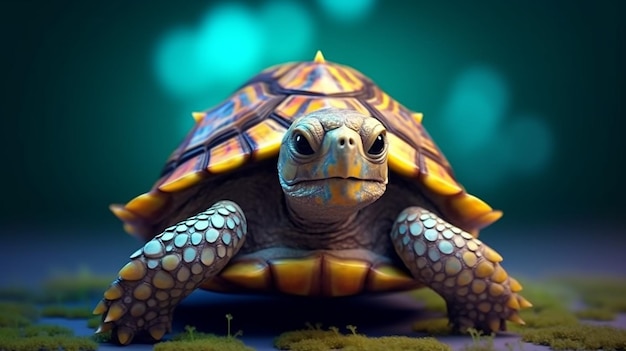 une photo gratuite de conception de tortue en rendu 3d