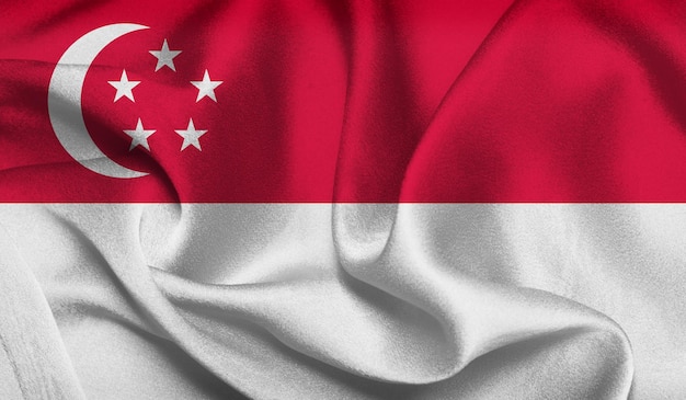 Photo photo gratuite de drapeau de singapour avec texture de tissu