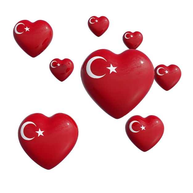 Photo gratuite drapeau de la Turquie icône 3d