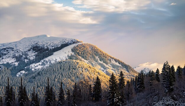 Photo gratuite du paysage hivernal mystérieux des montagnes majestueuses en hiver Ai Généré