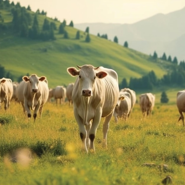 Photo gratuite gros plan ferme avec groupe de vaches