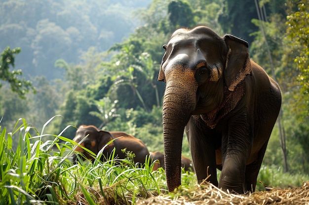 Une photo gratuite en gros plan vertical de la tête d'un mignon éléphant dans la nature sauvage