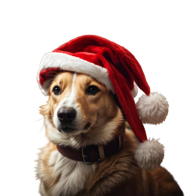 Photo une photo gratuite d'un mignon chien souriant portant un chapeau de père noël