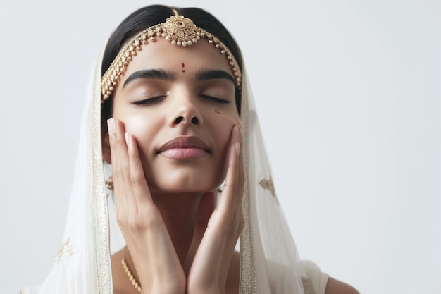 Photo gratuite de modèle indien soin de la peau et maquillage portrait en gros plan