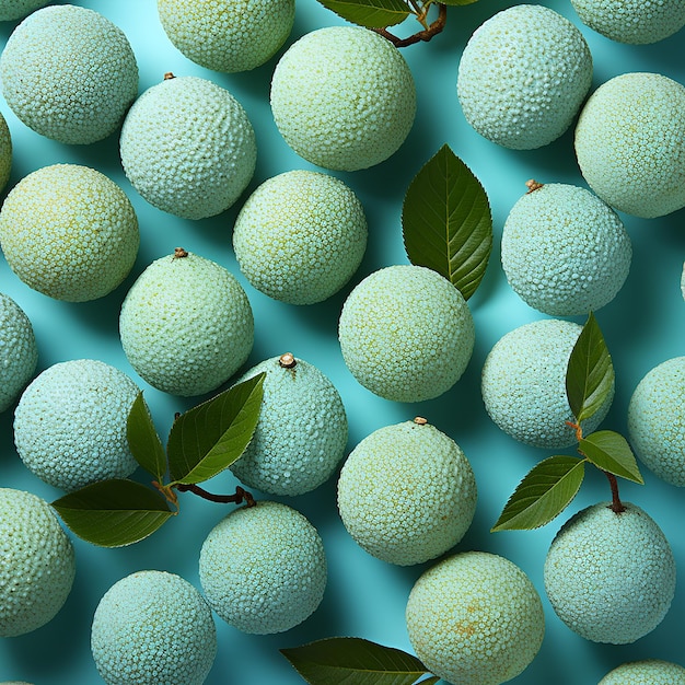 Photo gratuite un motif de tranches de litchi sur fond turquoise