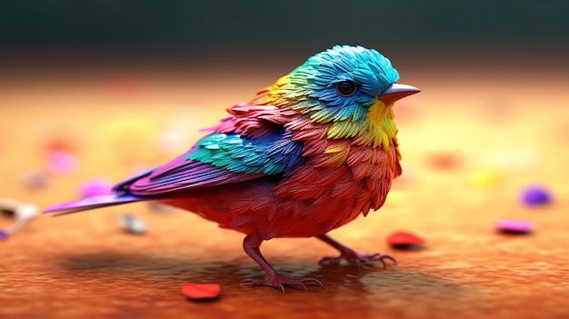 une photo gratuite d'un oiseau coloré en rendu 3d