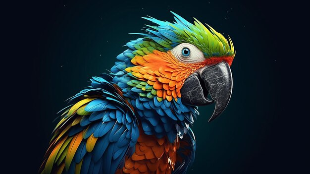 une photo gratuite d'un oiseau coloré en rendu 3d