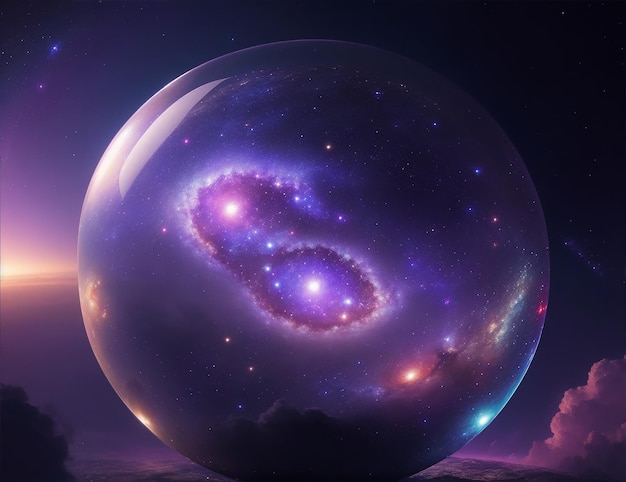 Photo gratuite d'un paysage incroyable de l'univers à l'intérieur d'une bulle