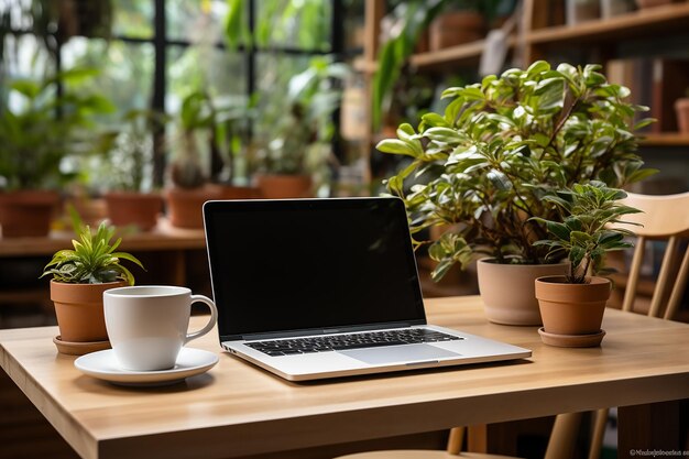 Photo gratuite à plat d'un poste de travail avec espace de copie et ordinateur portable