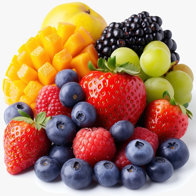 Photo gratuite de plusieurs fruits sur fond blanc