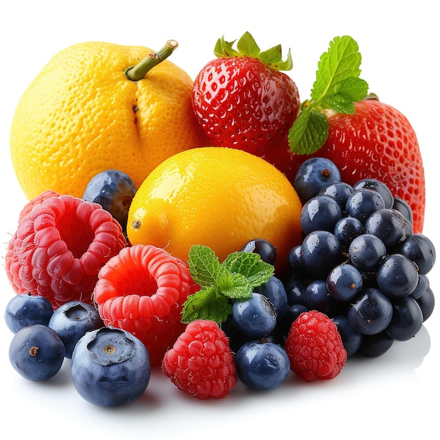 Photo gratuite de plusieurs fruits sur fond blanc