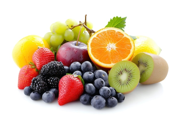 Photo gratuite de plusieurs fruits sur fond blanc