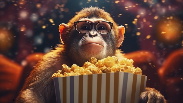 une photo gratuite d'un singe qui mange du pop-corn