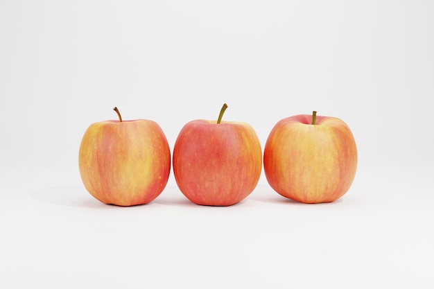 Photo gratuite trois pommes isolés sur blanc