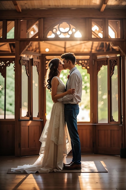 Photo gratuite vue de face d'un beau couple charmant à l'extérieur