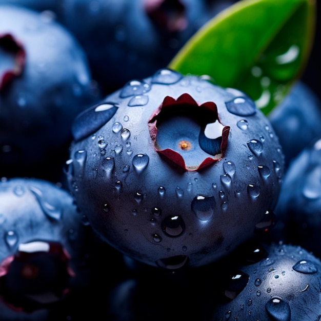 Photo en gros plan de bleuets mûrs bleu foncé