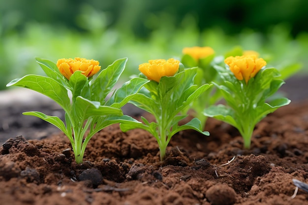 Une photo de gros plan de bourgeons de marigold sur le point de s'épanouir