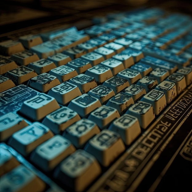 Photo d'un gros plan d'un clavier d'ordinateur avec des touches bleues