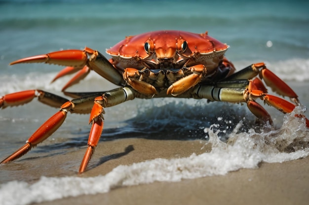 photo en gros plan drôle de petit crabe avec de grands yeux mammifère marin sur l'île de Koh Samui en Thaïlande