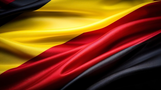Photo d'un gros plan du drapeau belge avec ses bandes verticales noires, jaunes et rouges