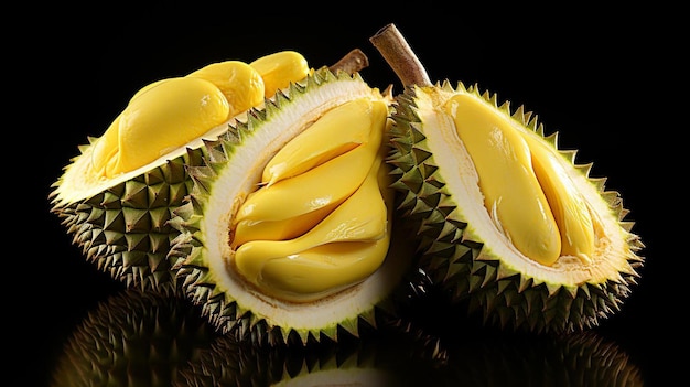 photo en gros plan du fruit durian sur un arrière-plan isolé