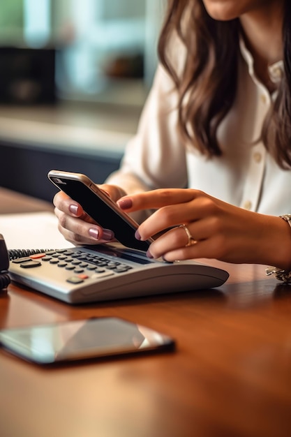 Une photo en gros plan d'une femme de bureau