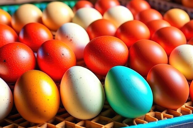 Photo en gros plan d'oeufs de poule oeufs de Pâques