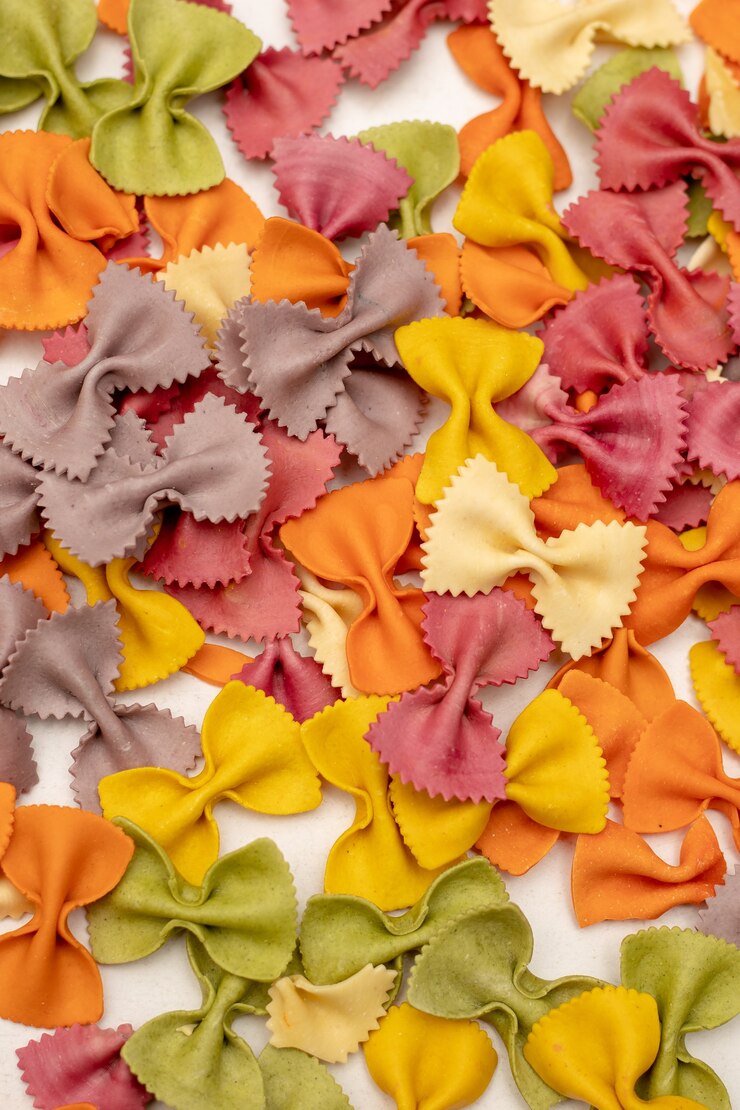 Photo photo en gros plan de pâtes italiennes colorées