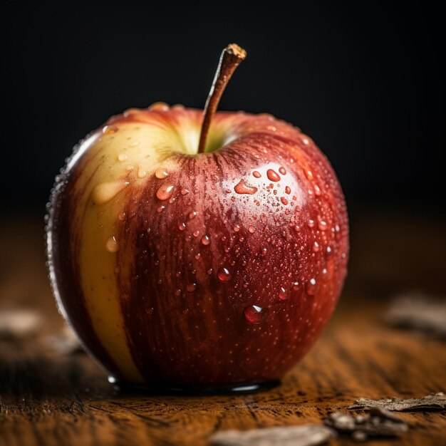 photo gros plan de pomme biologique prête à être servie avec des gouttes d'eau