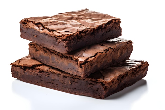 Photo gros plan de savoureux brownies au chocolat isolés sur un générateur blanc