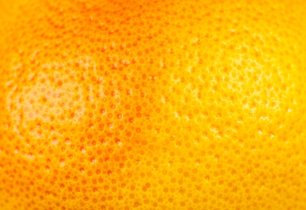 La photo en gros plan de la texture de la peau de pamplemousse. Fond de fruits mûrs exotiques, vue macro. Concept de problème de peau humaine, acné et cellulite.