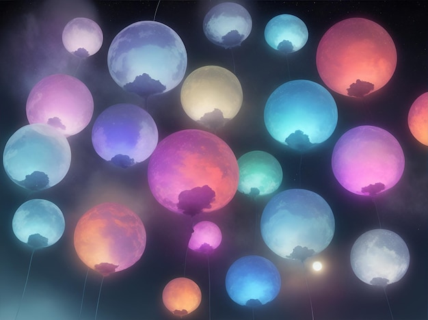 Photo d'un groupe de ballons colorés flottant dans les airs