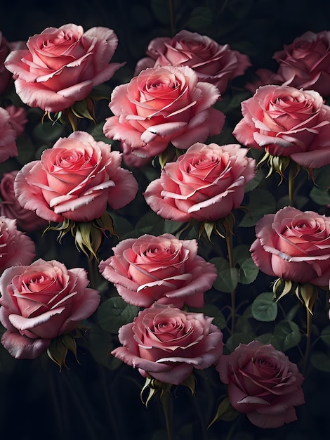 Photo d'un groupe de fleurs roses roses