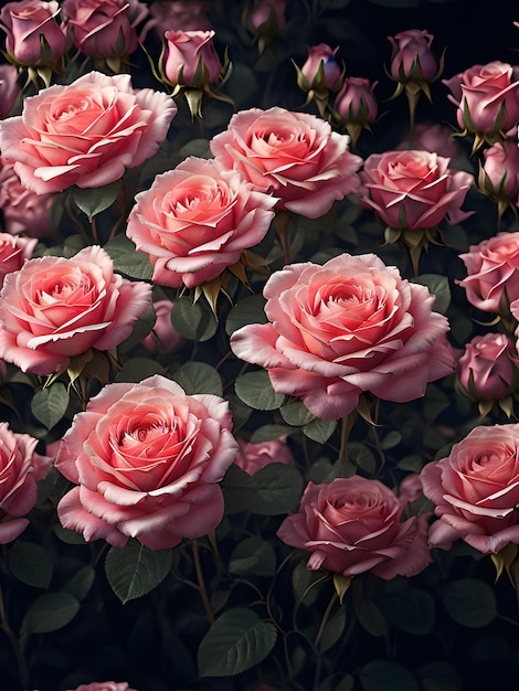 Photo d'un groupe de fleurs roses roses