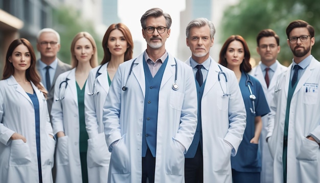 Photo de groupe de médecins avec des visages souriants