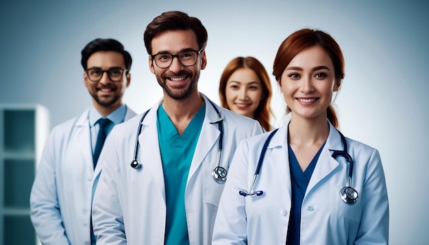 Photo photo de groupe de médecins avec des visages souriants