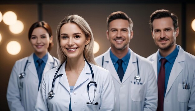 Photo photo de groupe de médecins avec des visages souriants