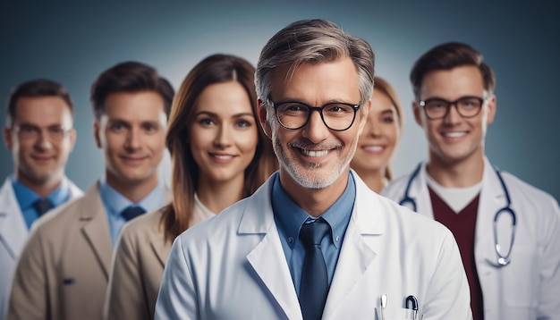 Photo photo de groupe de médecins avec des visages souriants