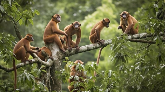 Photo une photo d'un groupe de singes méchants qui jouent