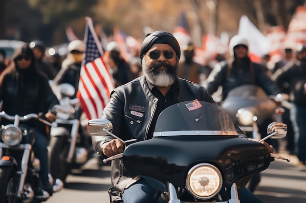 Photo photo de groupes de motards patriotes célébrant la fête de la république de l'inde