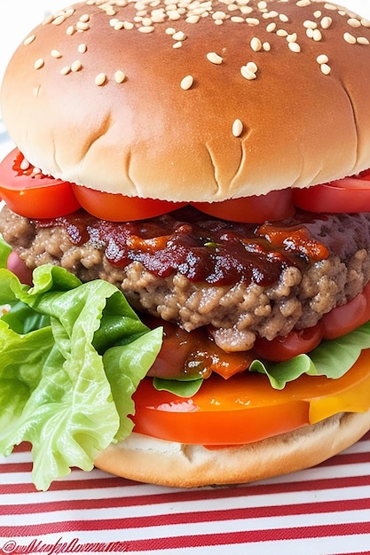 Photo hamburger américain avec drapeau américain