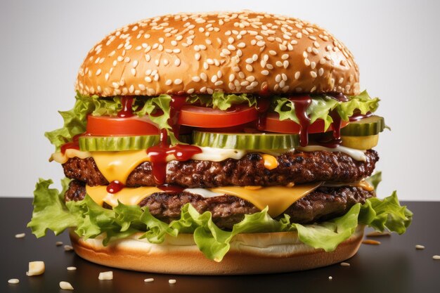 photo de hamburger dans un studio intérieur publicité professionnelle photographie alimentaire