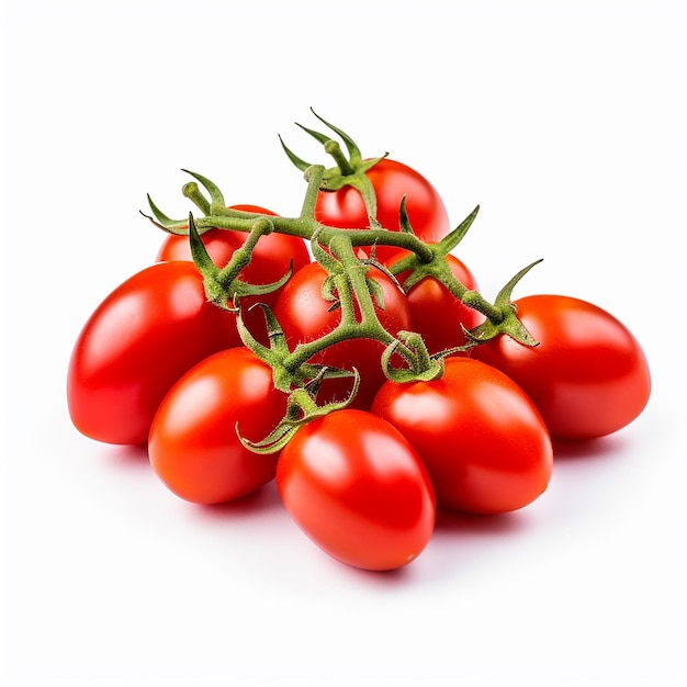 Photo haute résolution d'élégance vibrante de tomates raisins sur fond blanc