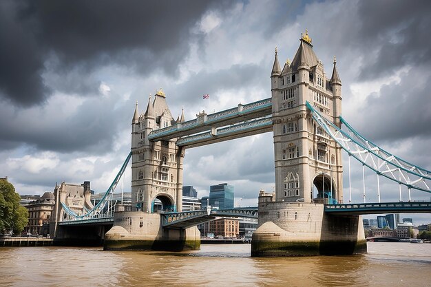 Une photo HDR du Tower Bridge par une journée nuageuse à Londres