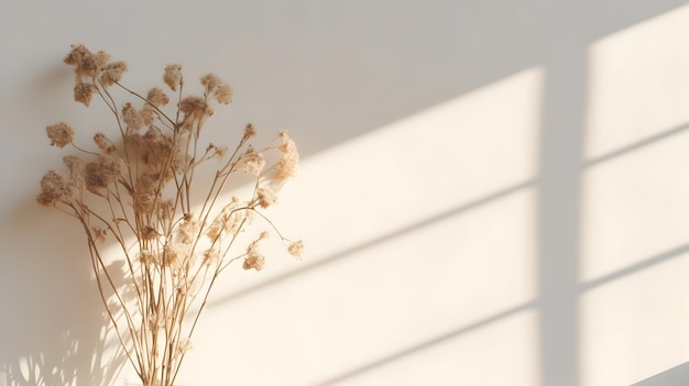 Photo d'herbe de pampas neutre dans un vase avec un fond mural blanc Abstrait Concept de décoration intérieure florale